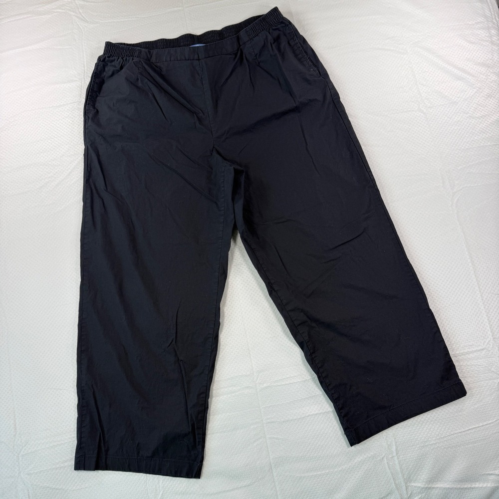 Koret Women Size 16 Black Pull On Elastic Waist Pockets Straight Leg Stretch